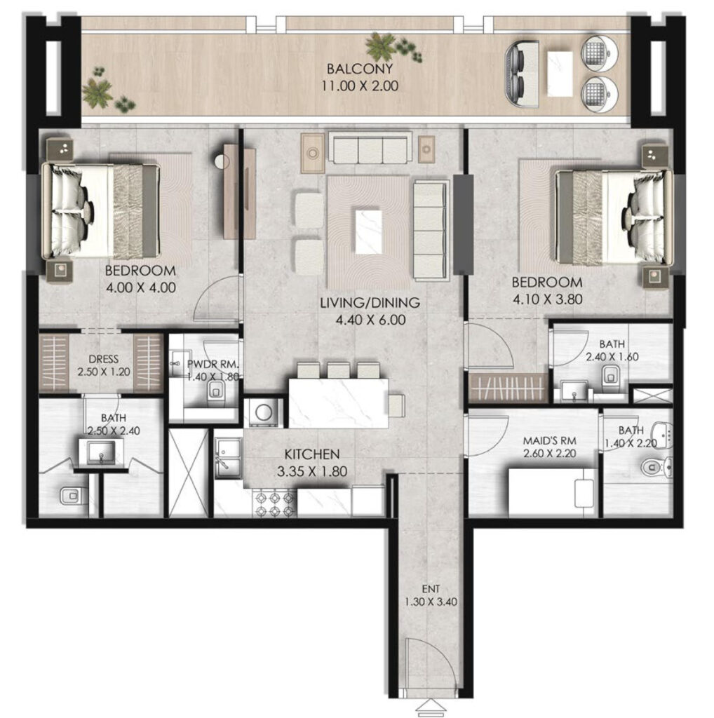 2 bedrooms in Fairway Residences