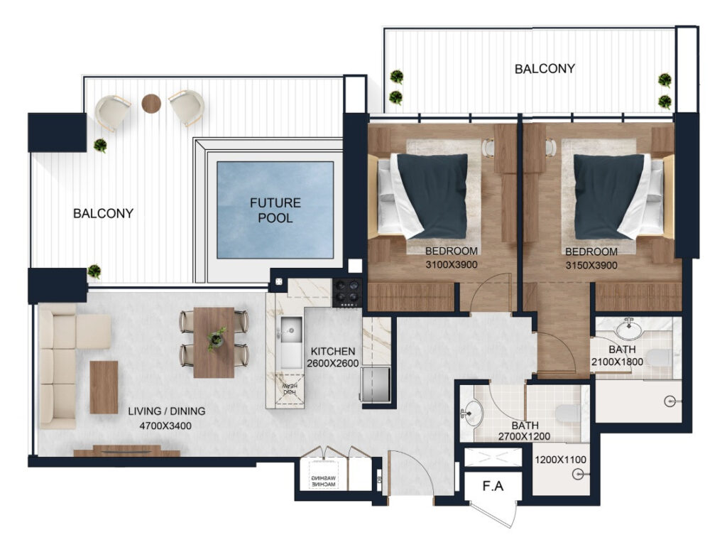 2 bedrooms in Alfal Residence