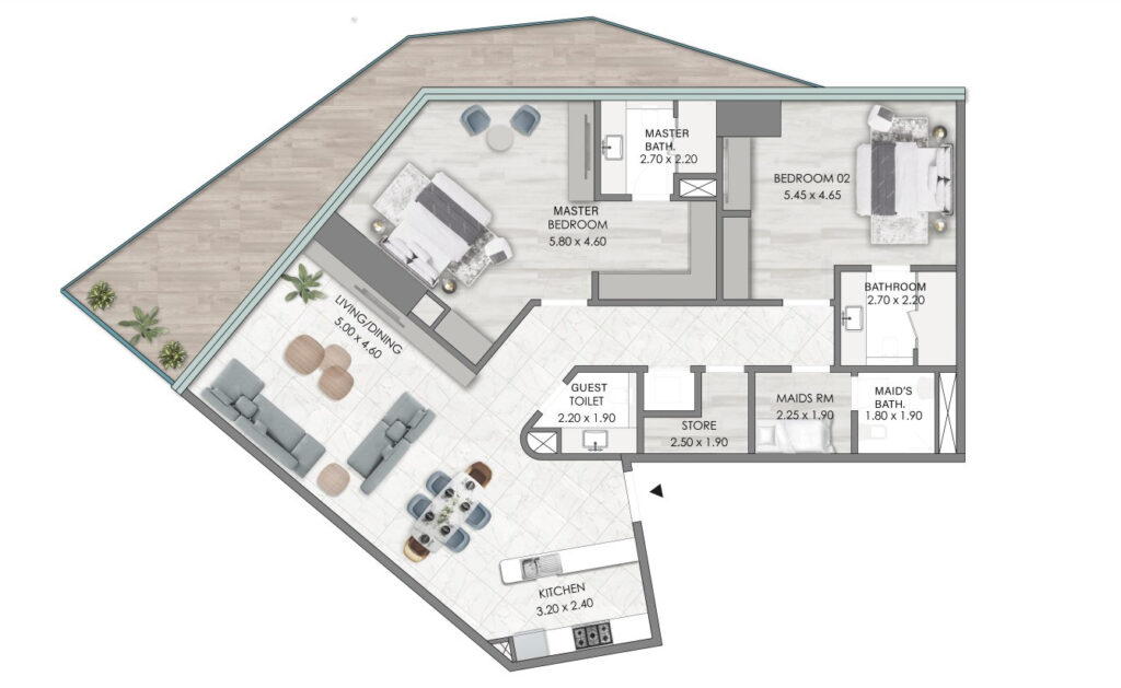2 bedrooms in Habtoor Grand Residences