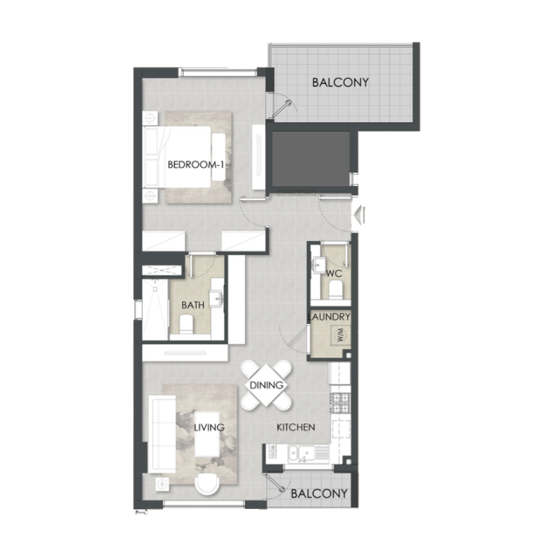 1.5 bedrooms in Alba Residence