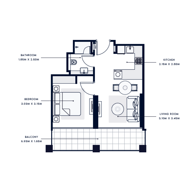 1 bedroom in Riviera 44