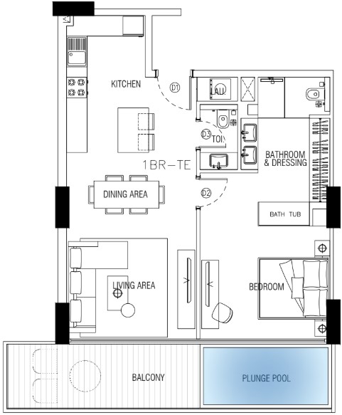 1 bedroom в Sky Suites