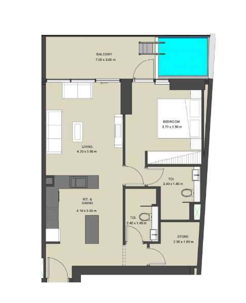1 bedroom in Lucky Oasis Residences