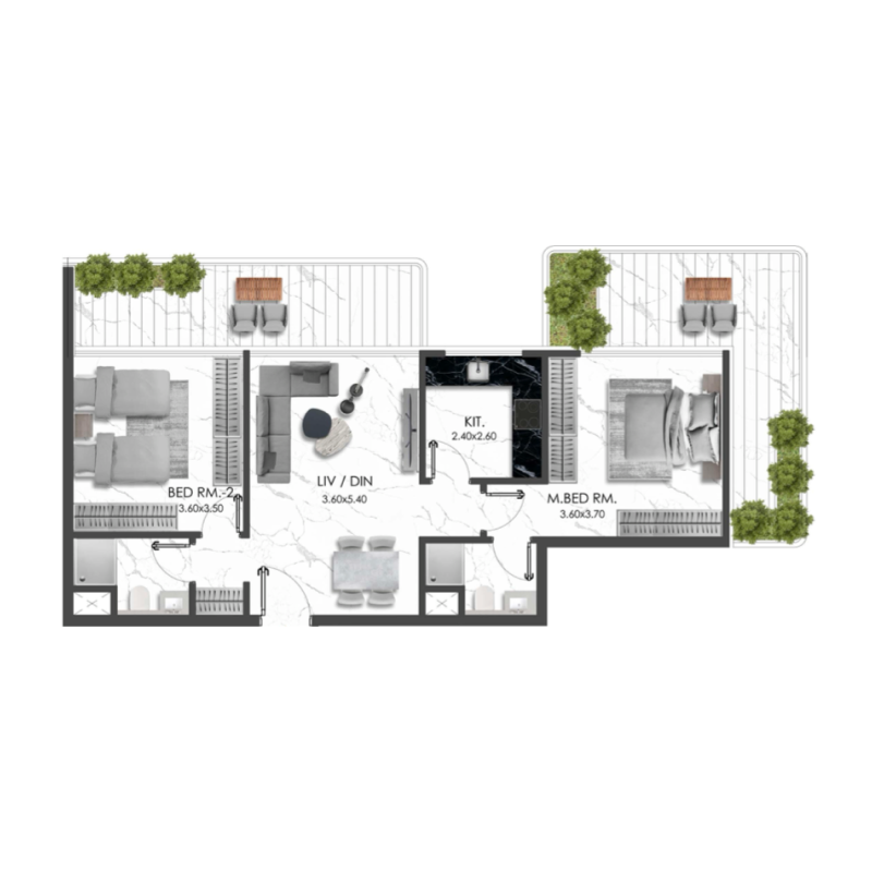 2 bedrooms in Rise by Blanco Thornton