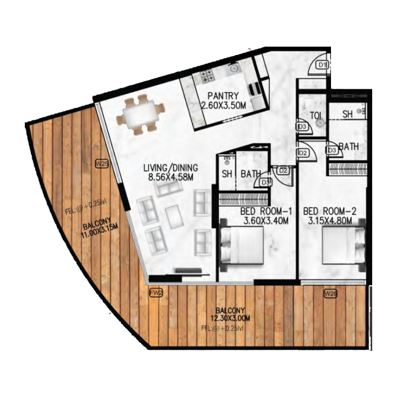 2 bedrooms in Lumina Vista