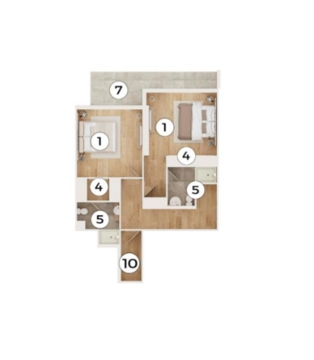 2 bedrooms in Q Gardens Loft