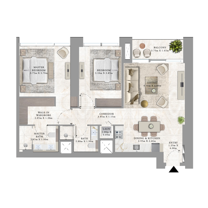 2 bedrooms in Palace Residences Creek Blue