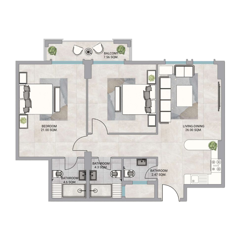 2 bedrooms in Kentia Residence