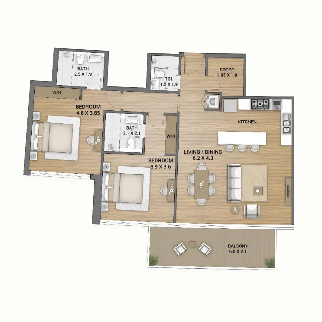 2 bedrooms in Ocean Tower