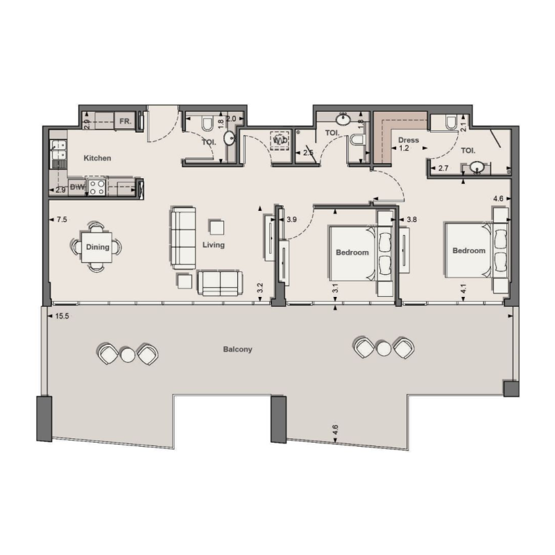 2 bedrooms in Mass Residences