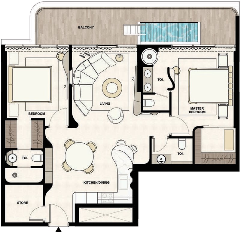 2 bedrooms in Natuzzi Harmony