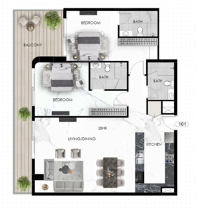 2 bedrooms in The Eighty Three Residence