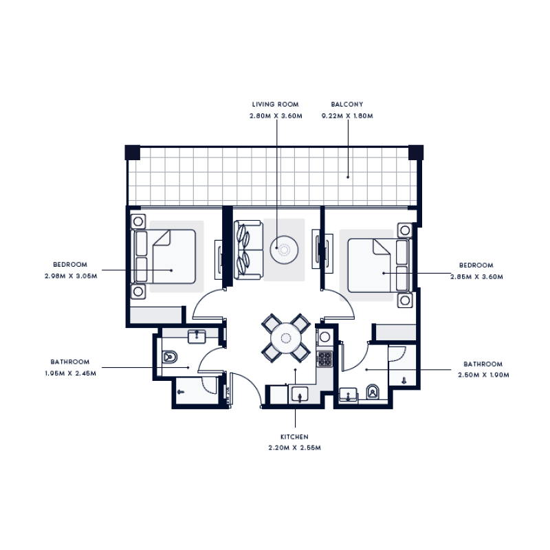 2 bedrooms in Riviera 65