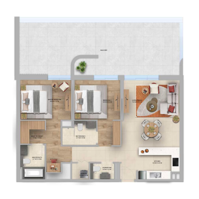 2 bedrooms in Manarat Living 3