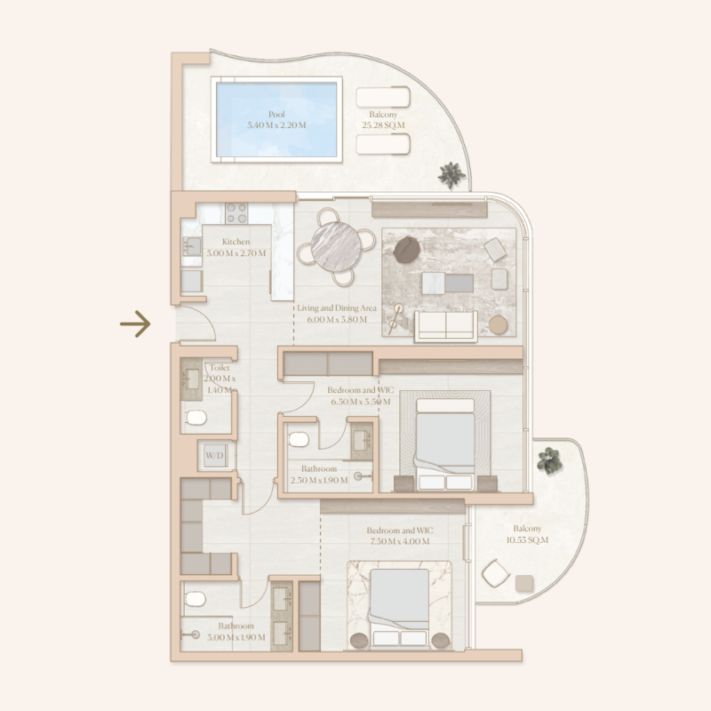 2 bedrooms in Esmé Beach Residences