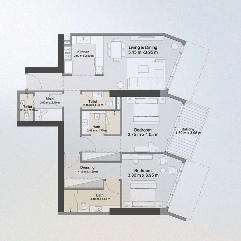 2 bedrooms in Azura Residences by IGO