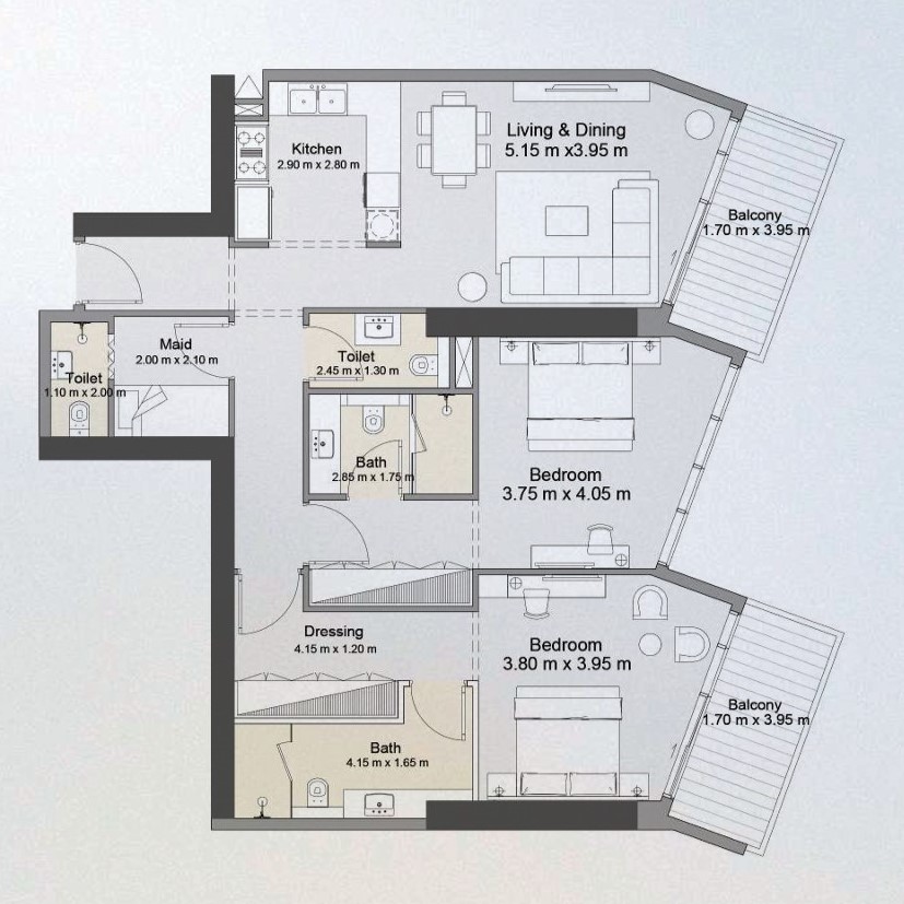 2 bedrooms in Azura Residences by IGO