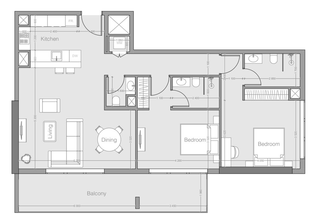 2 bedrooms in 1WOOD Residence