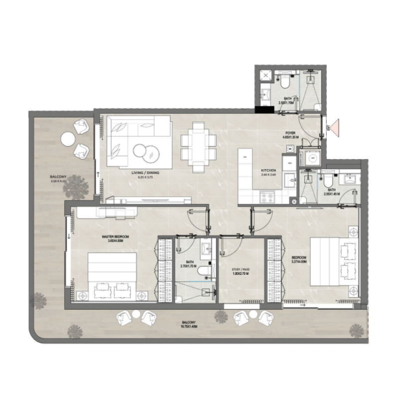 2 bedrooms in Amber by Enso