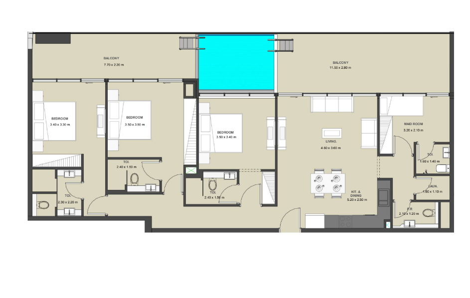 3 bedrooms in Lucky Oasis Residences