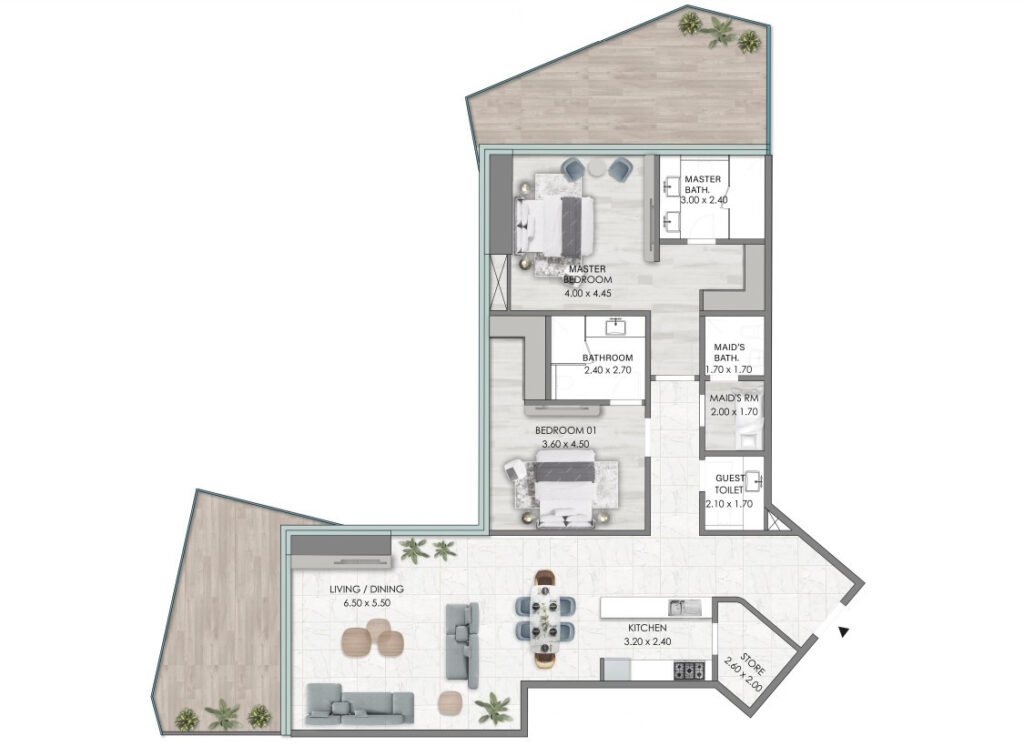 2 bedrooms in Habtoor Grand Residences