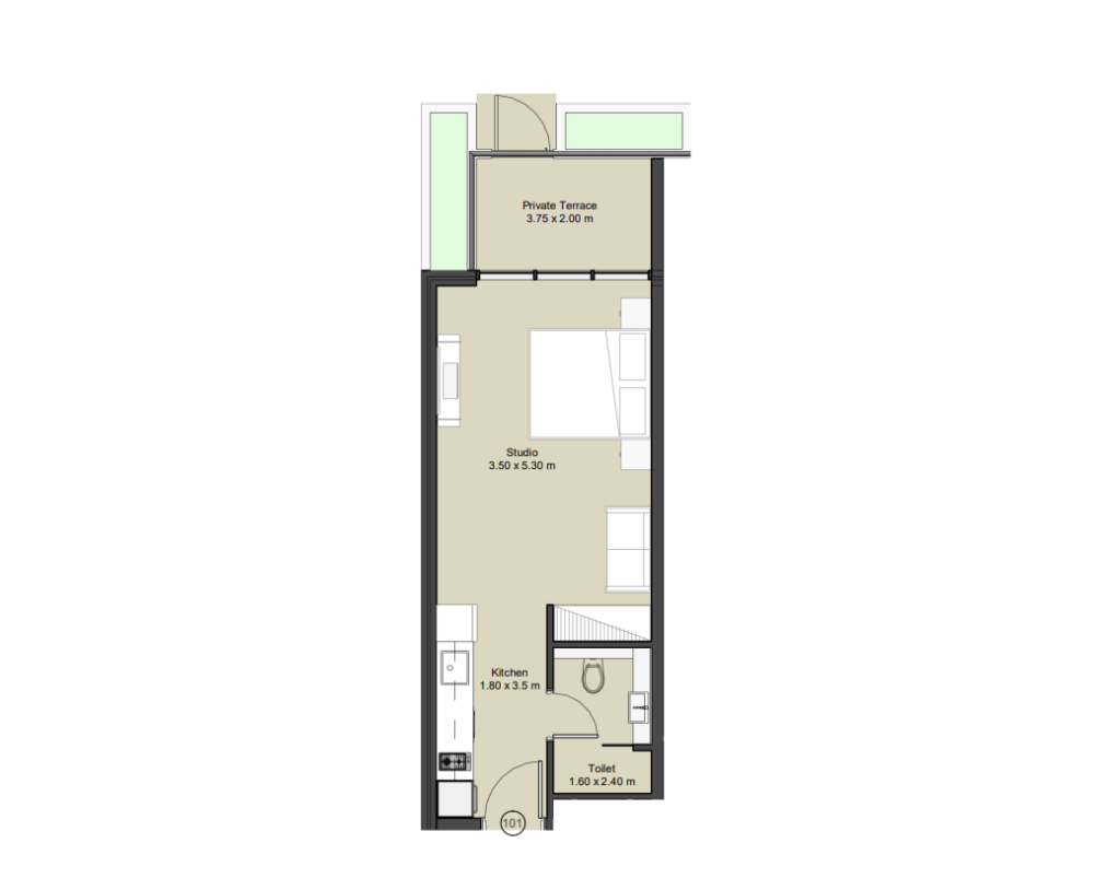 Studio in Lucky Royale Residence