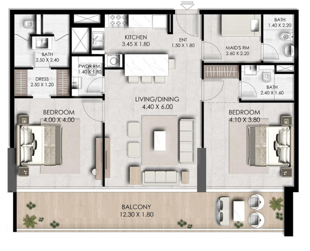 2 bedrooms in Fairway Residences