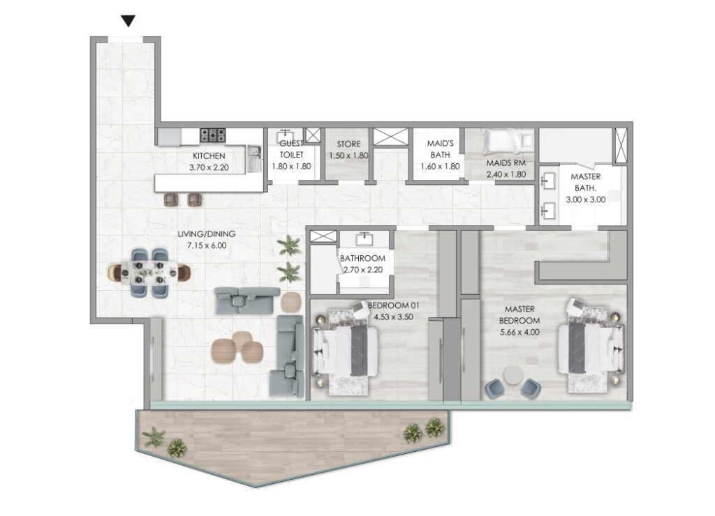 2 bedrooms in Habtoor Grand Residences