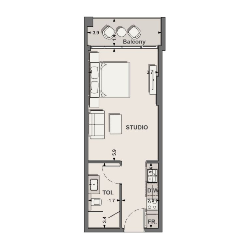 Studio in Mass Residences