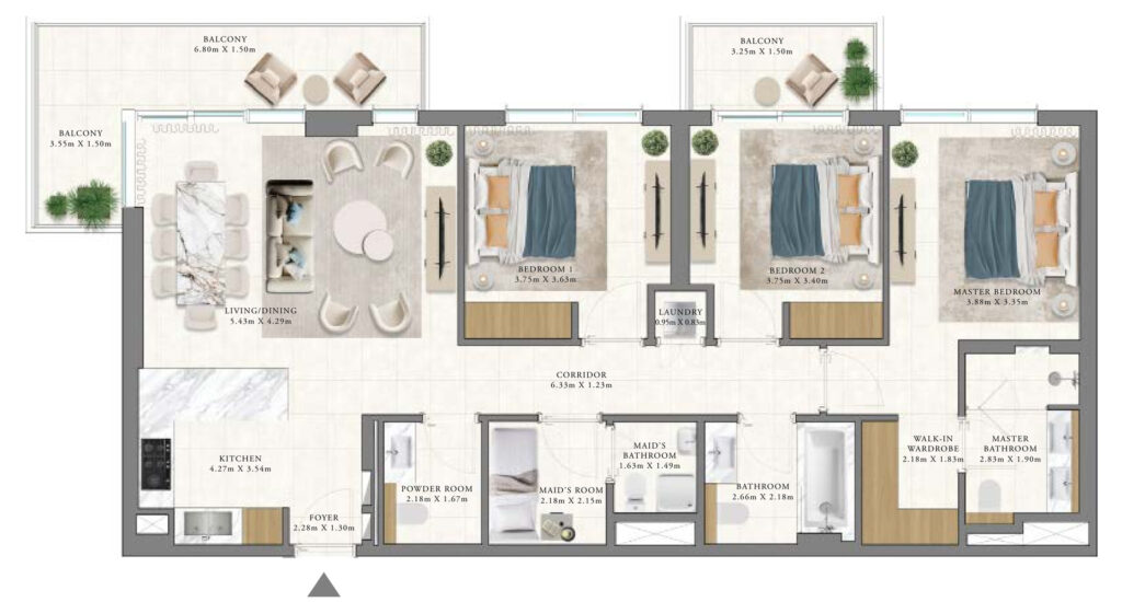 3 bedrooms в Vida Residences Club Point