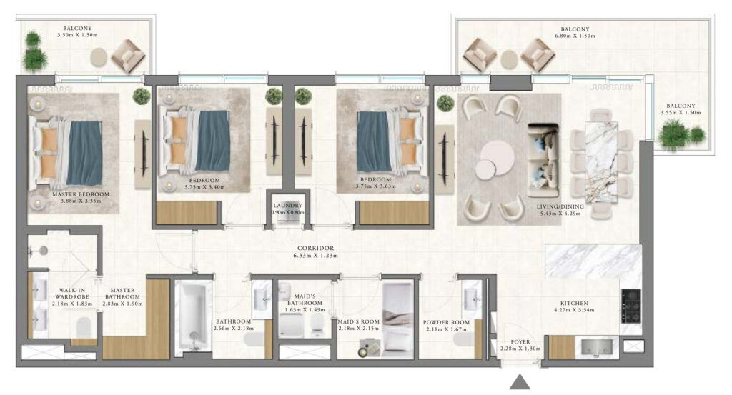 3 bedrooms в Vida Residences Club Point