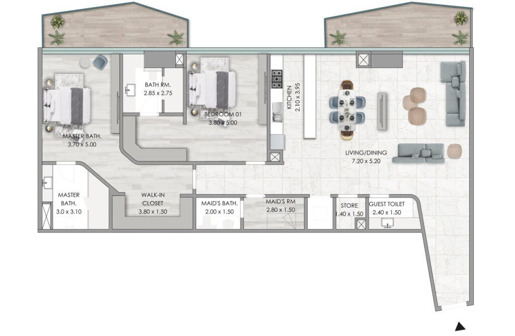 2 bedrooms in Habtoor Grand Residences