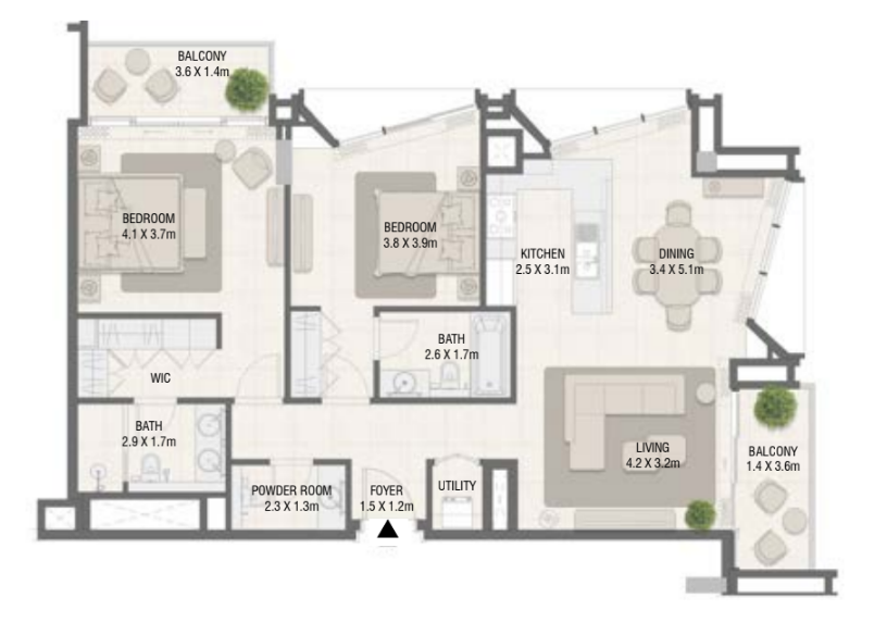 2 bedrooms in Design Quarter