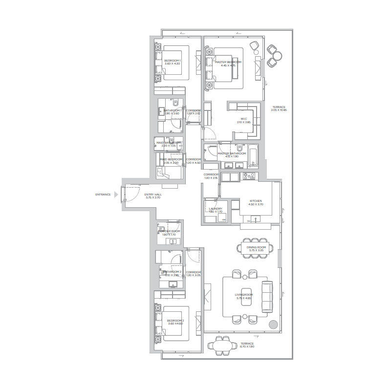 3 bedrooms in Rixos Beach Residences