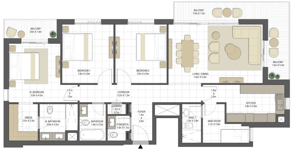 3 bedrooms in Aysha Residences