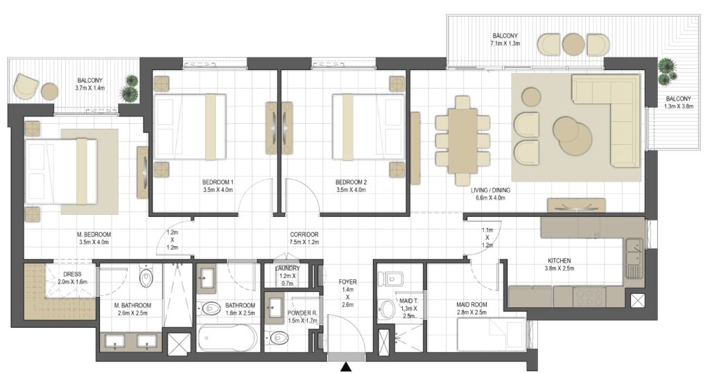 3 bedrooms in Aysha Residences