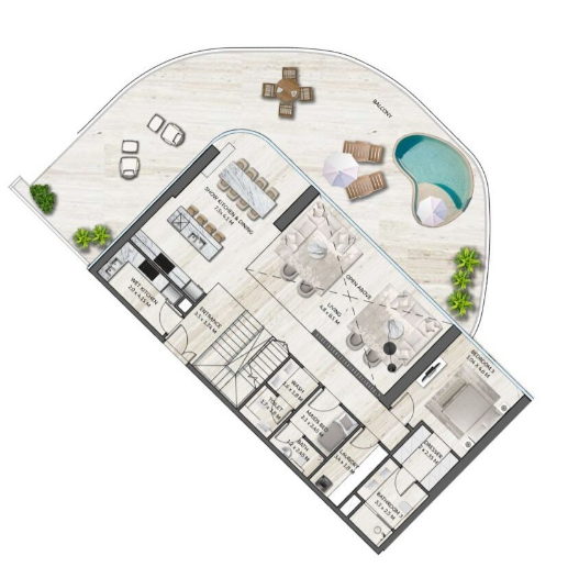 3 bedrooms in SLS The Palm by Roya Development