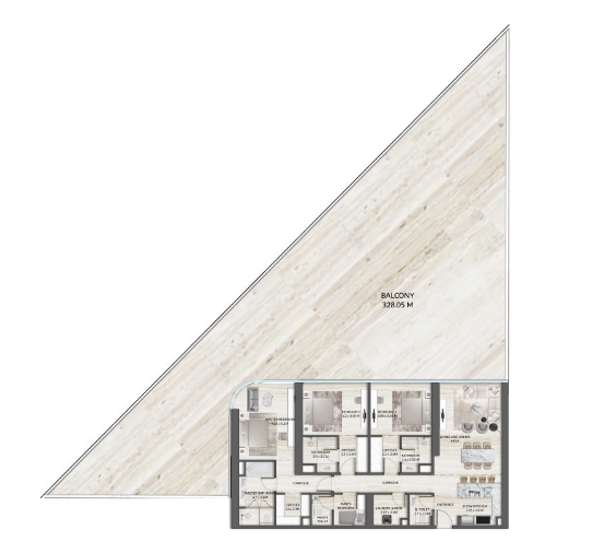 3 bedrooms in SLS The Palm by Roya Development