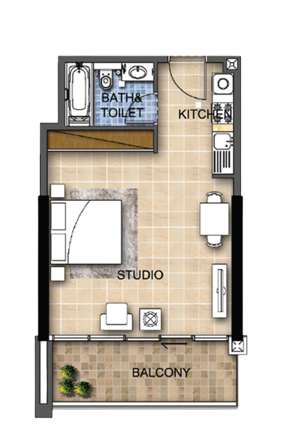 Studio in Avanti Tower