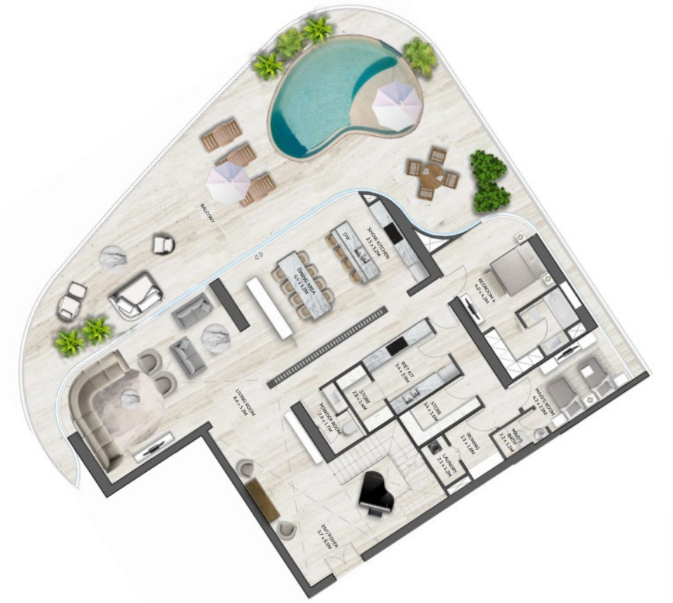 4 bedrooms in SLS The Palm by Roya Development