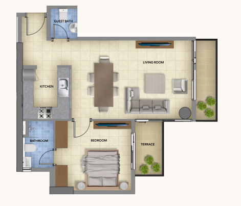 2 bedrooms in Blue Pearls
